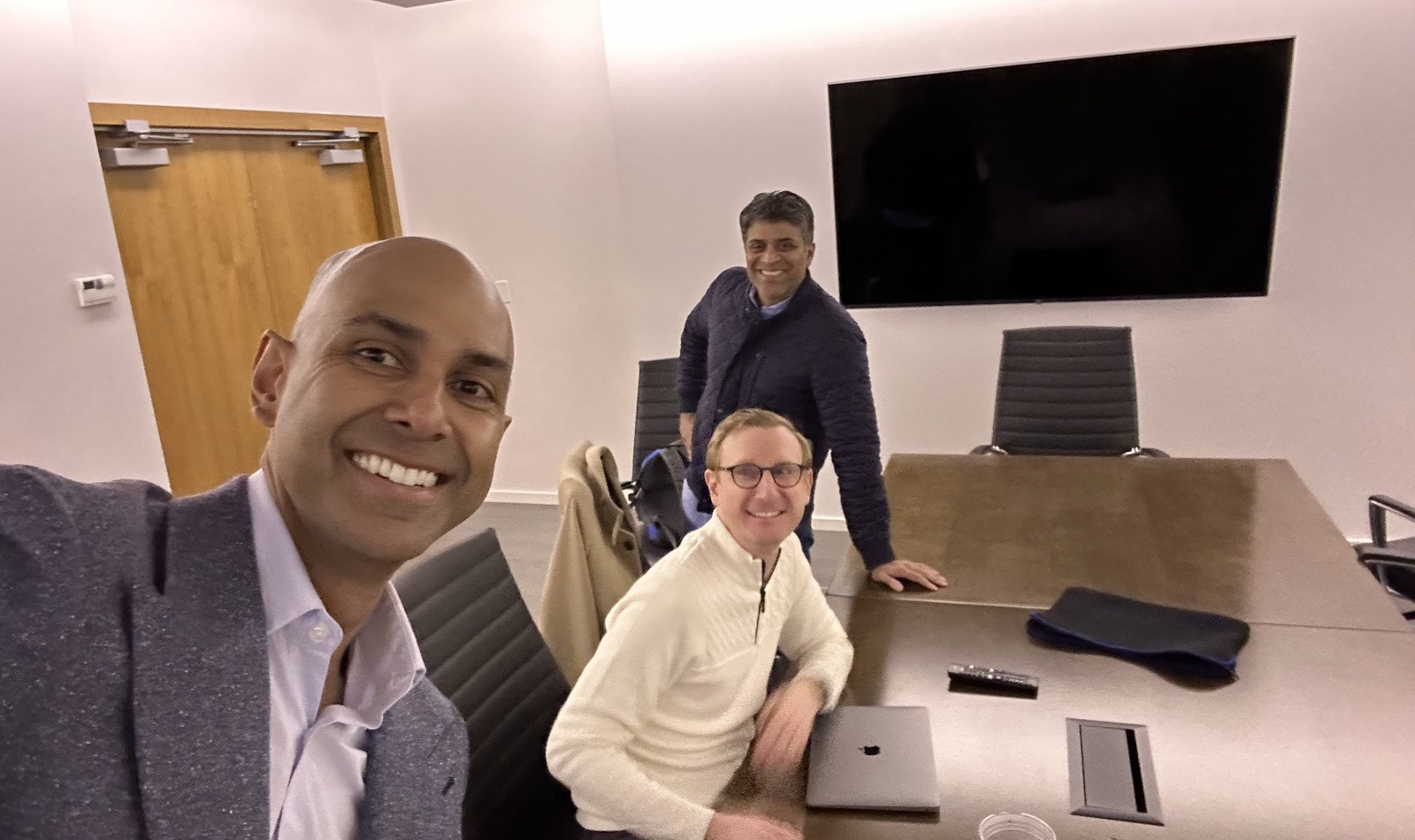 Somen, Shaun and Guru in the boardroom